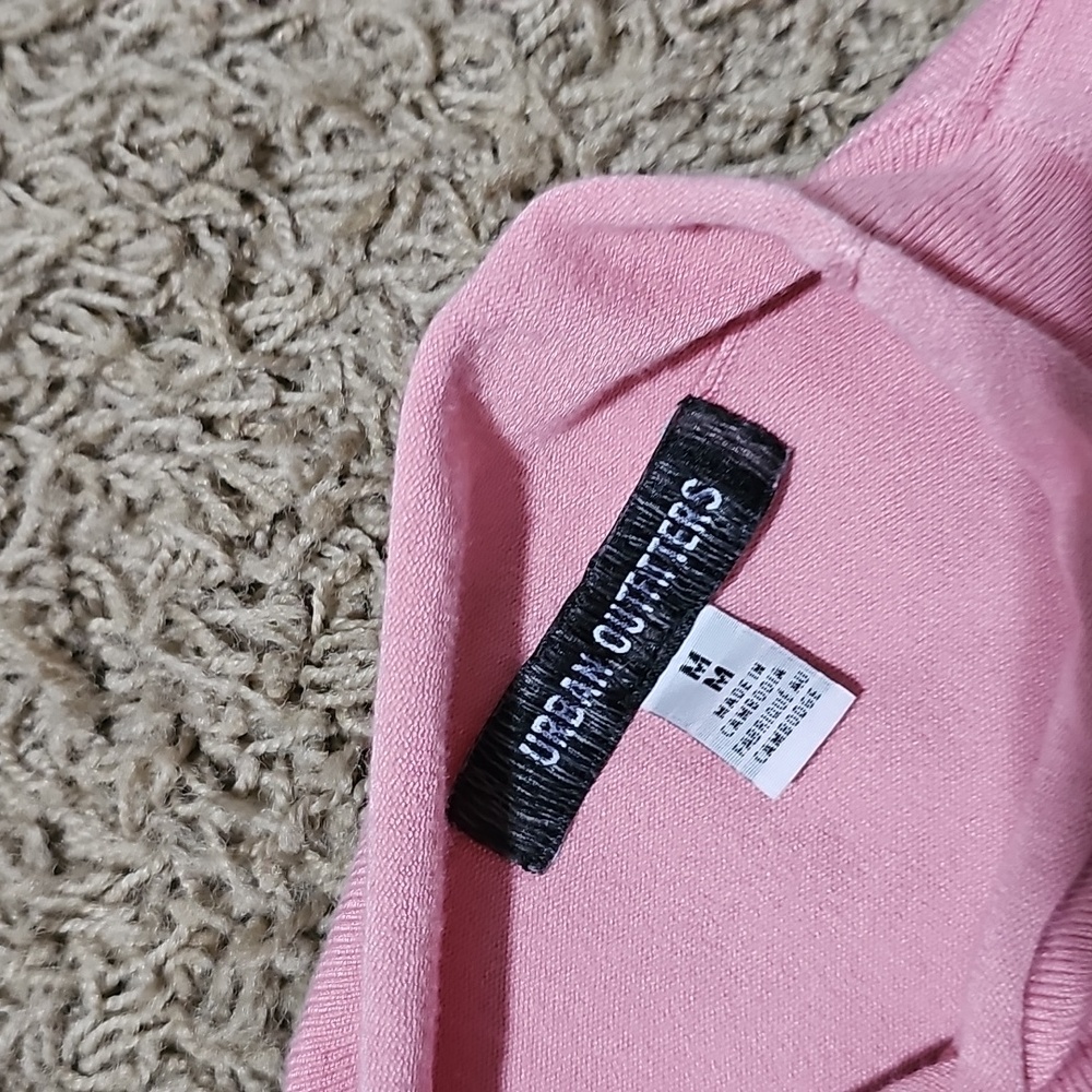 Urban Outfitters Angelo Mock Neck Sweater Pink Green Medium Stripe Knit Top - Picture 5 of 7